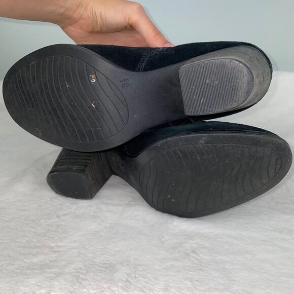 Franco Fortini Briana Ankle Boots Black Suede Buckle Fringe Booties Women's 8.5 - Picture 11 of 11